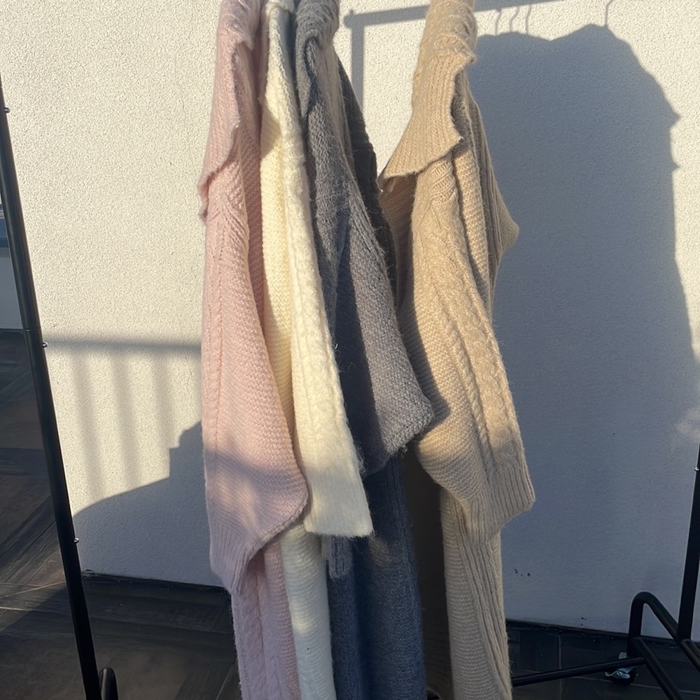 92. Oversized Grey Duster Cardigan Coat Chunky Long Cable Rib With Fuzzy - Picture 8 of 13